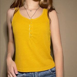 mustard yellow tank top with buttons